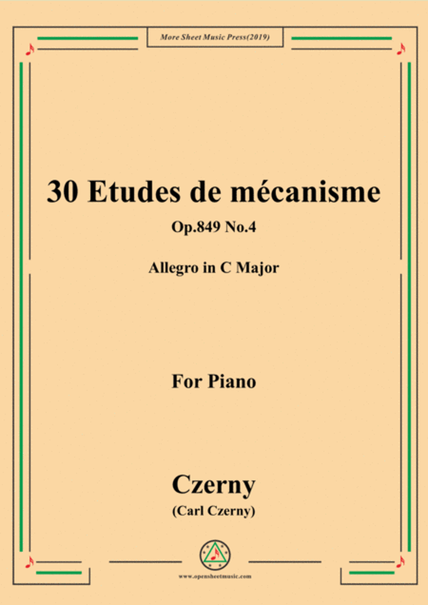 Czerny-30 Etudes de mécanisme,Op.849 No.4,Allegro in C Major,for Piano image number null