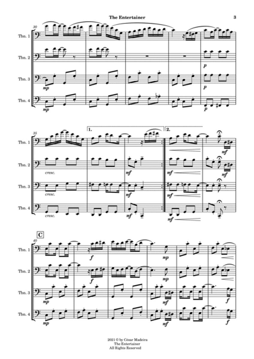 The Entertainer by Joplin - Trombone Quartet (Full Score and Parts) image number null
