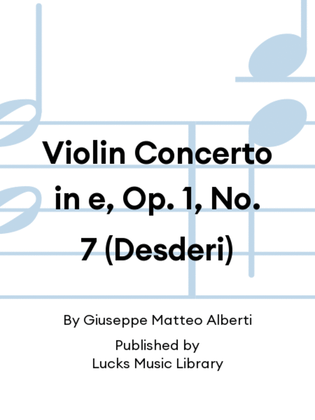Book cover for Violin Concerto in e, Op. 1, No. 7 (Desderi)