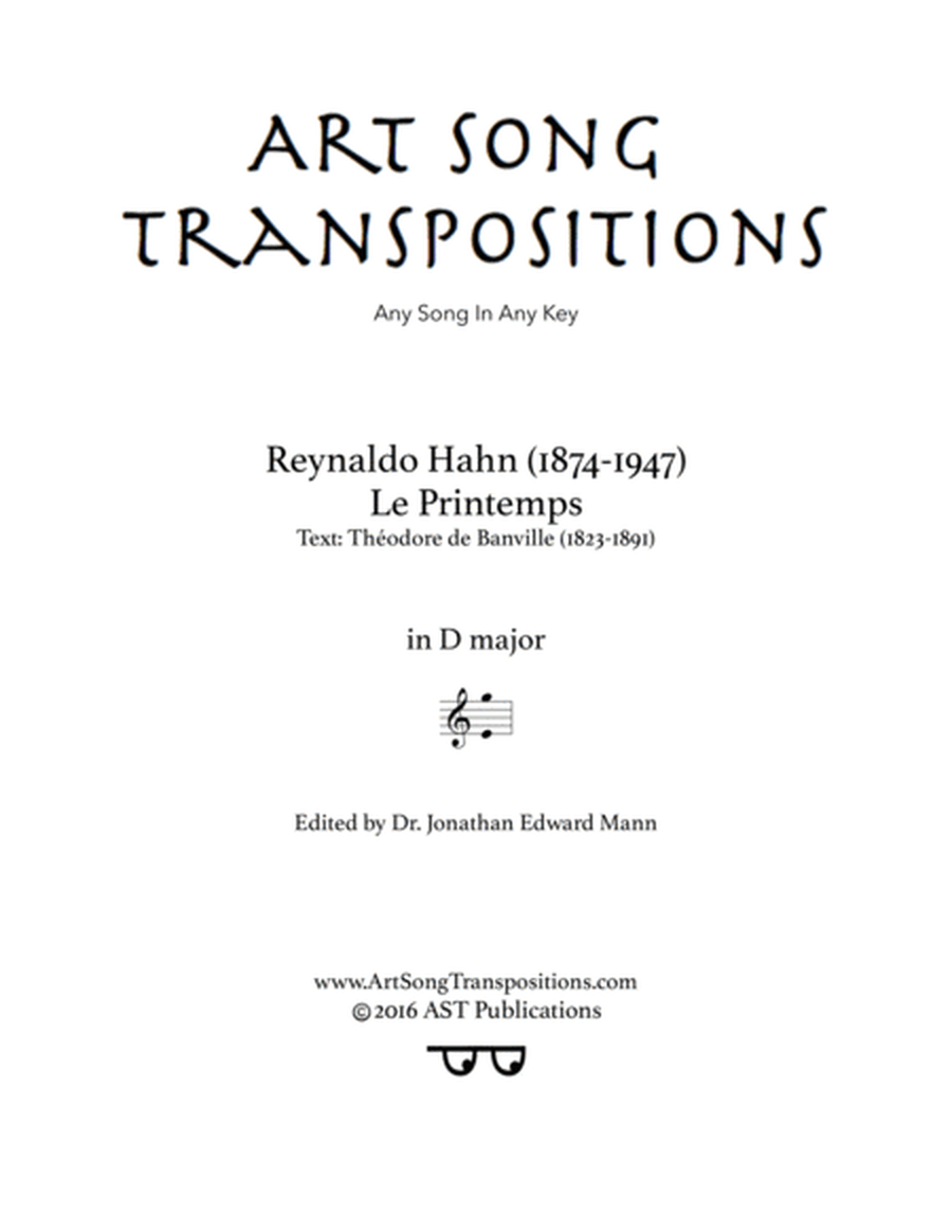 HAHN: Le printemps (transposed to D major)