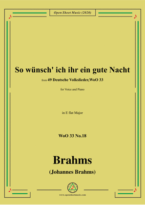 Book cover for Brahms-So wünsch' ich ihr ein gute Nacht,WoO 33 No.18,in E flat Major,for Voice&Pno