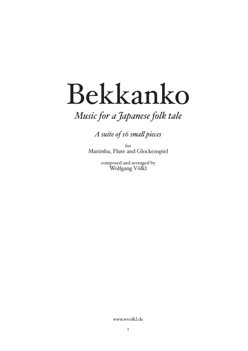 Bekkanko - Music for a Japanese Folk Tale - 16 small pieces for marimba, flute and glockenspiel - co image number null