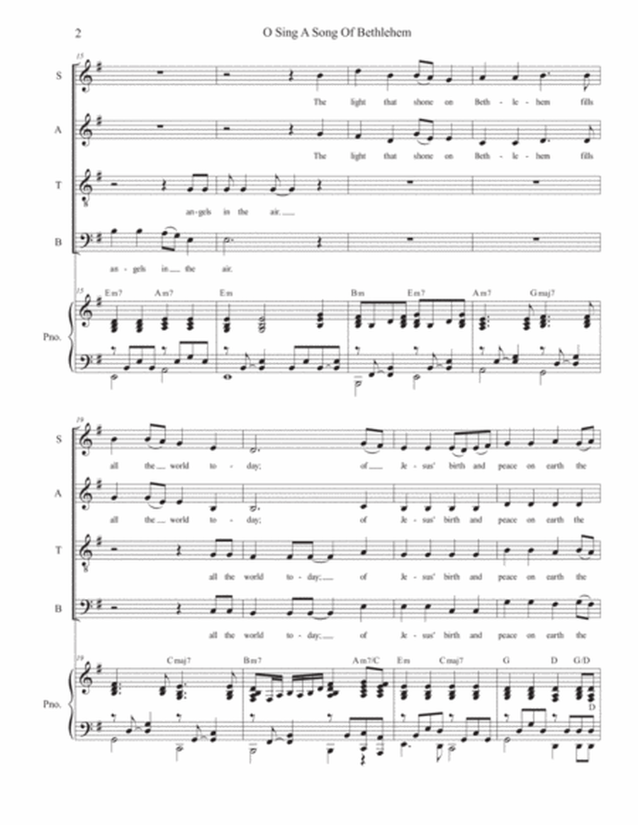 O Sing A Song Of Bethlehem (Vocal Quartet - (SATB) image number null