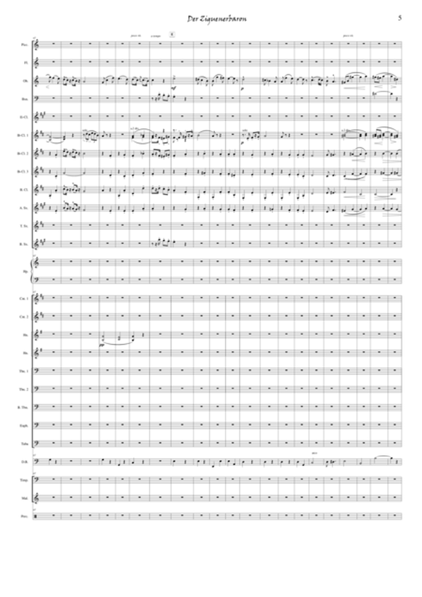 Overture from the opera Der Zigeunerbaron, arraged for Symphonic band (score)