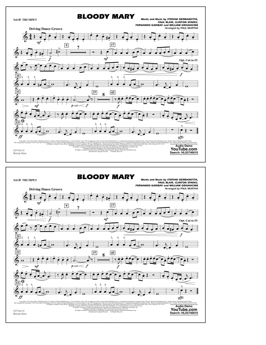 Bloody Mary (arr. Paul Murtha) - 3rd Bb Trumpet