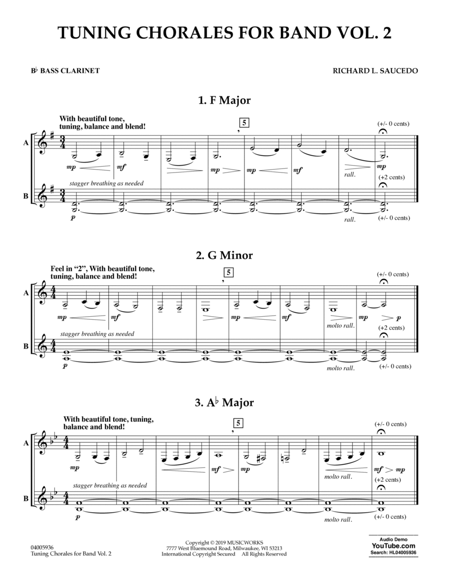 Tuning Chorales for Band, Volume 2 - Bb Bass Clarinet