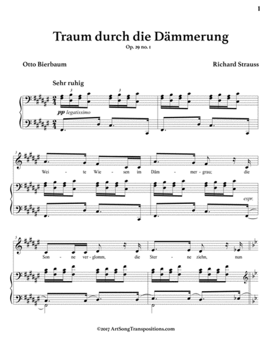 STRAUSS: Traum durch die Dämmerung, Op. 29 no. 1 (transposed to F-sharp major)