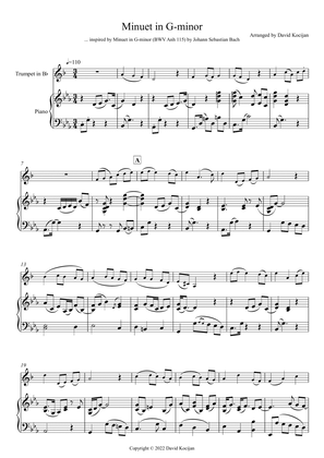 Book cover for Minuet in G-minor - EASY (trumpet in Bb & piano)