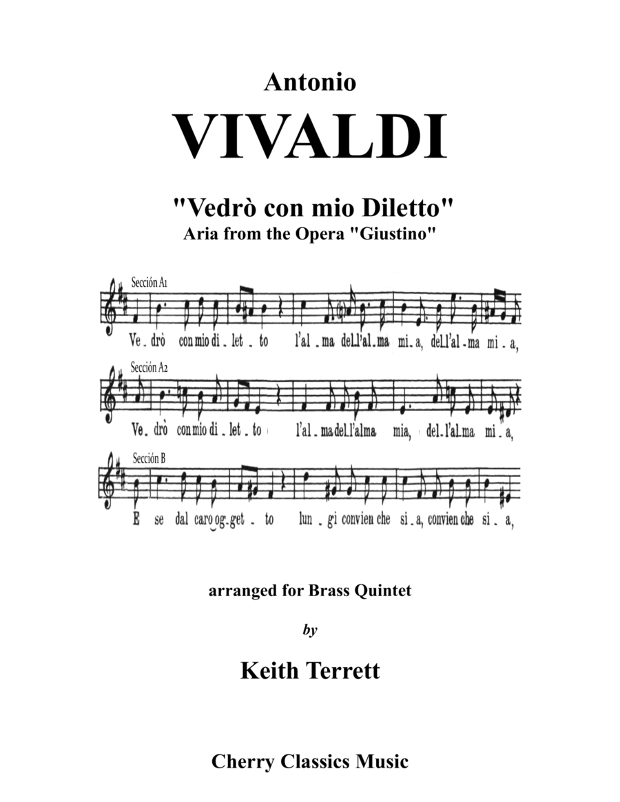Vedrò con mio Diletto aria Piccolo Trumpet solo w Brass Quintet image number null