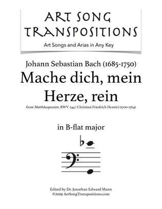Book cover for BACH: Mache dich, mein Herze, rein, BWV 244 (transposed to B-flat major)