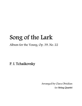Book cover for Album for the Young, op 39, No. 22: Song of the Lark for String Quartet
