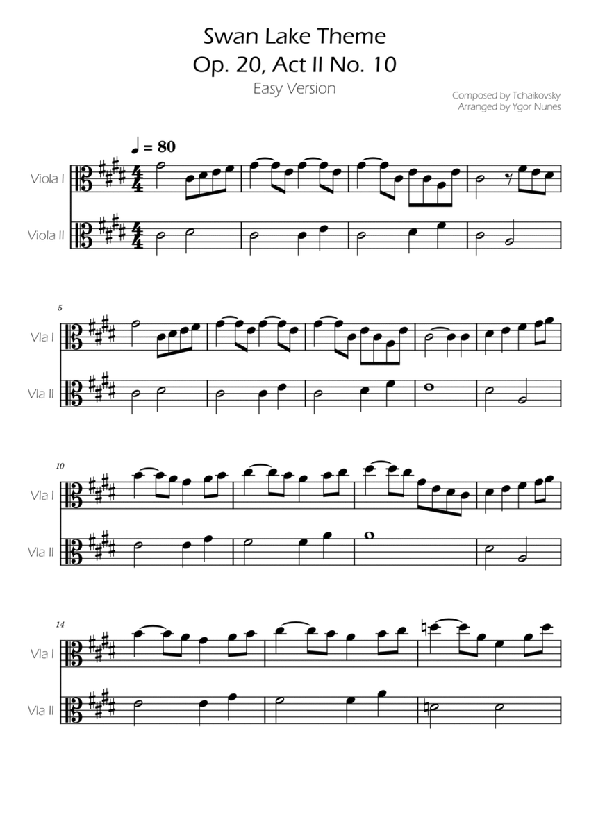 Swan Lake (theme) - Tchaikovsky - Viola Duet image number null