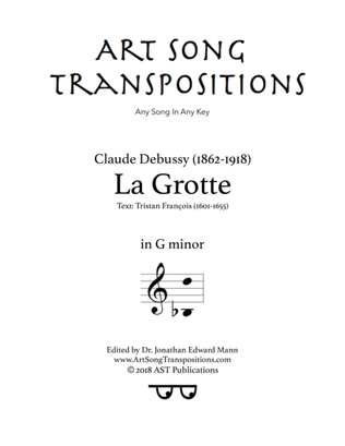 Book cover for DEBUSSY: La grotte (transposed to G minor)