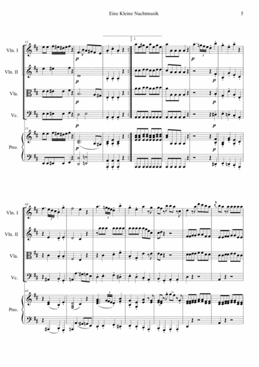 Serenade No.13 "Eine Kleine Nachtmusik" in G major, K.525 1.Allegro Easy & Short In D