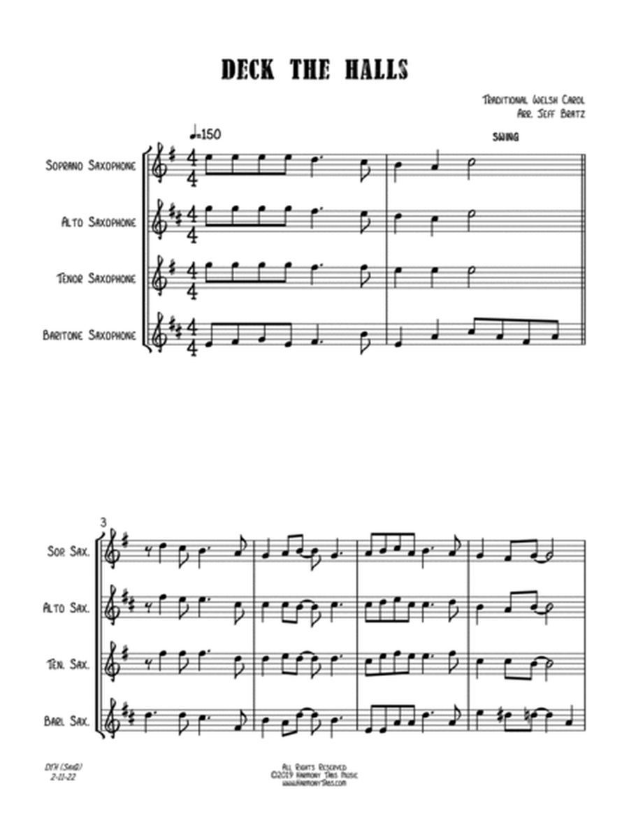 Deck The Halls (SATB Sax Quartet) image number null