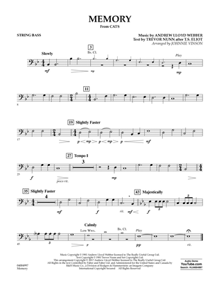 Book cover for Memory (from Cats) (arr. Johnnie Vinson) - Bass