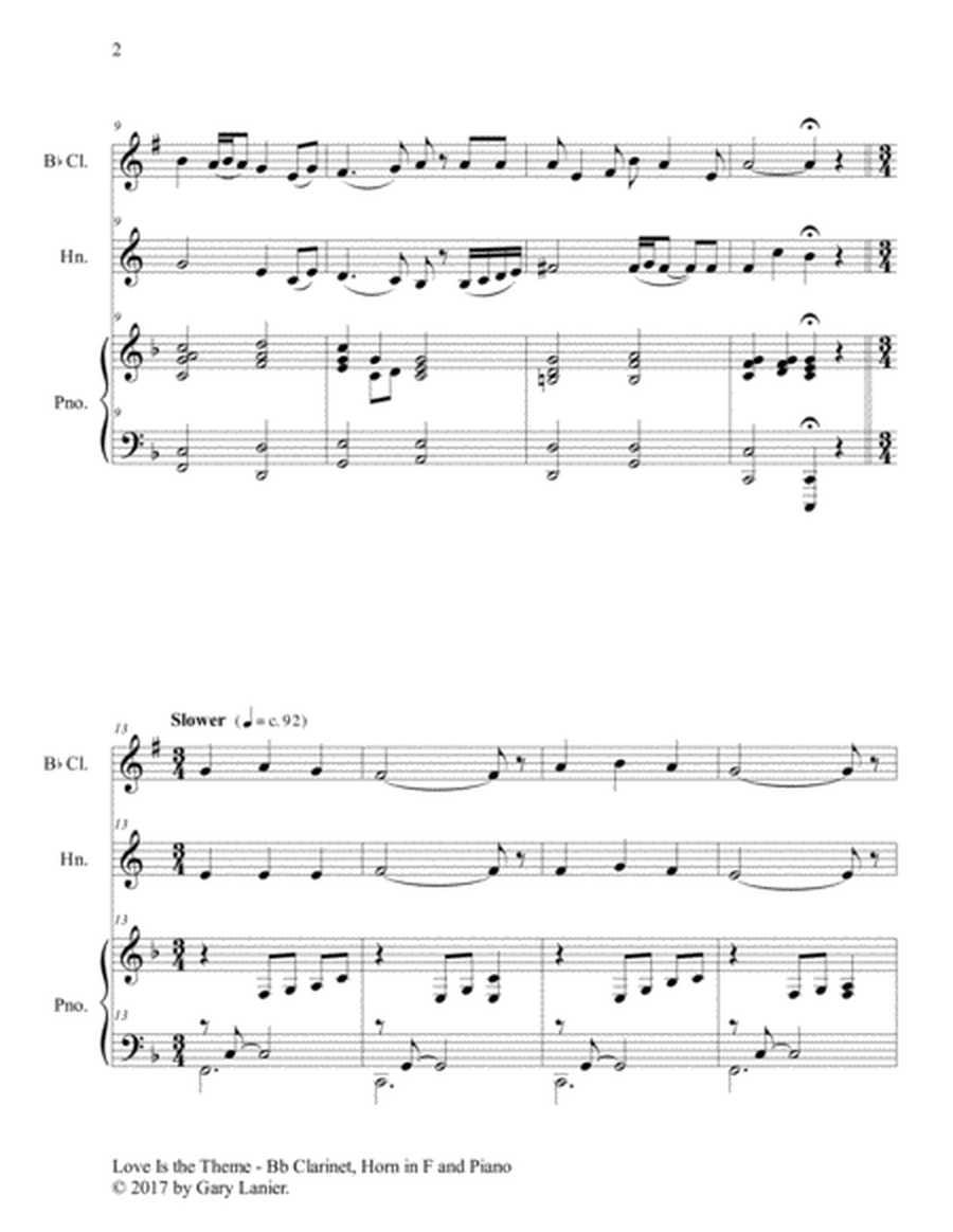 LOVE IS THE THEME (Trio – Bb Clarinet, Horn in F & Piano with Score/Part) image number null