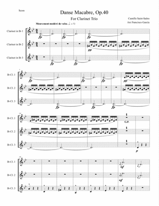 Book cover for Danse Macabre - Camille Saint-Saëns / Arr. for clarinet trio