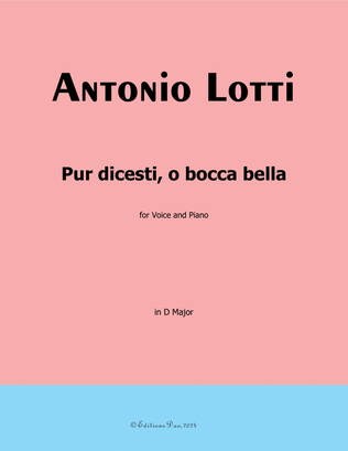 Book cover for Pur dicesti,o bocca bella, by Antonio Lotti, in D Major
