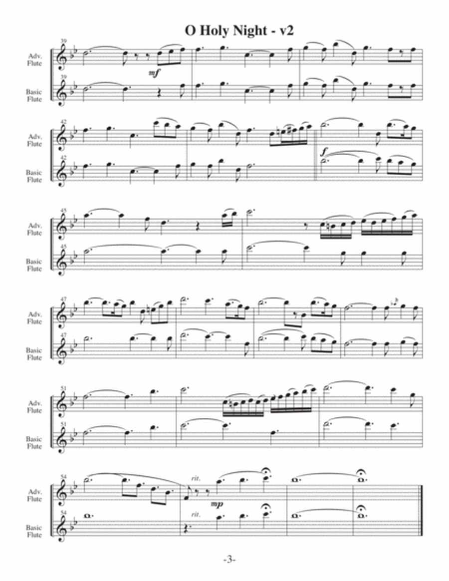 O Holy NIght-v2 (Arrangements Level 3-5 for FLUTE + Written Acc) image number null