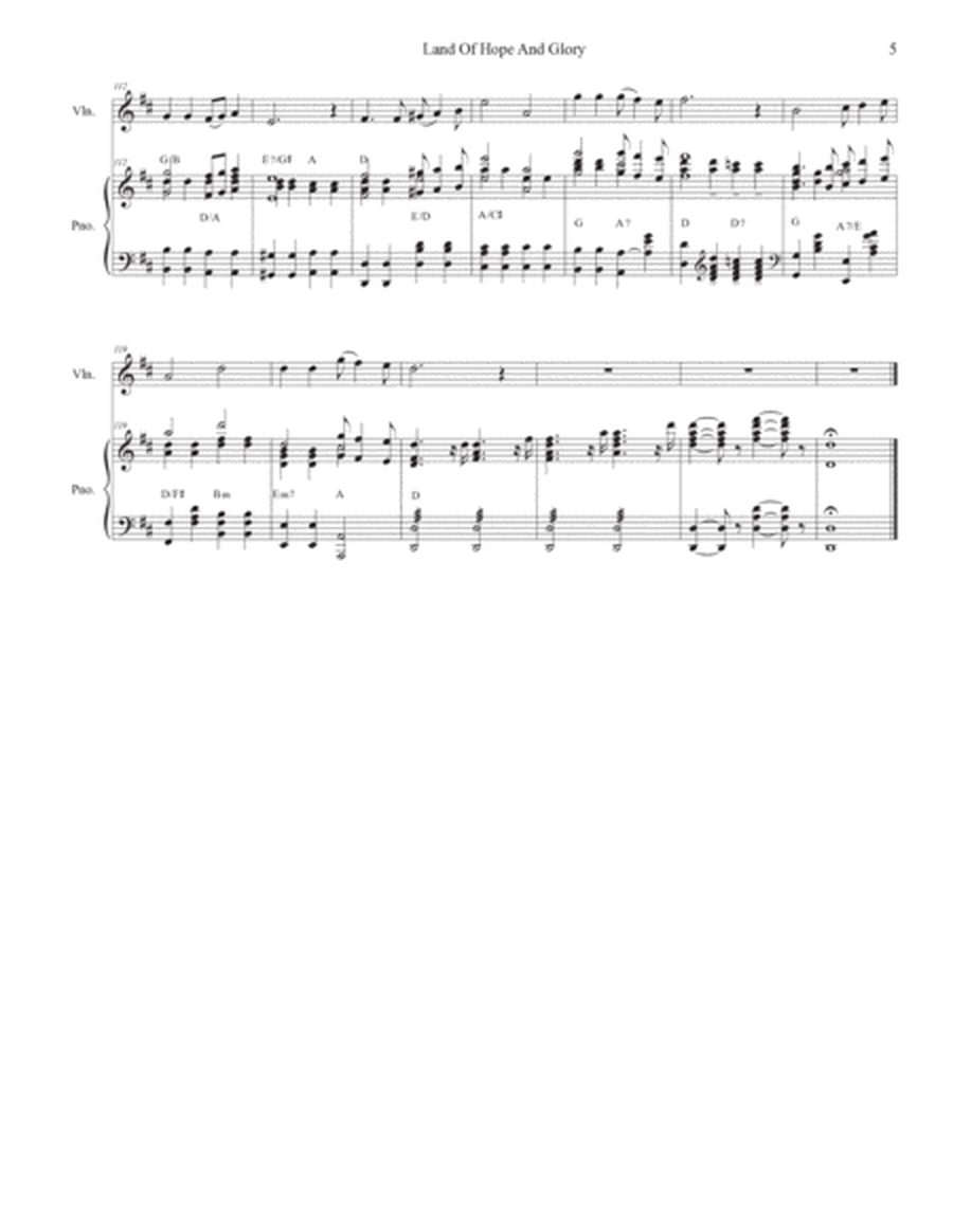 Land Of Hope And Glory (Pomp and Circumstance) (Violin solo and Piano) image number null