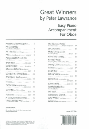 Book cover for Great Winners For Oboe Piano Accomp