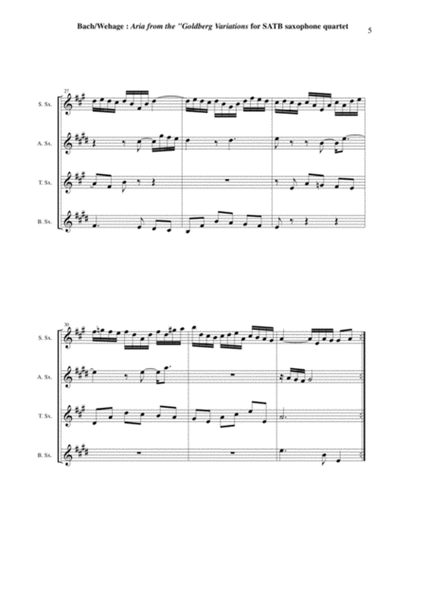 J.S. Bach: Aria from the Goldberg Variations, arranged for SATB saxophone quartet