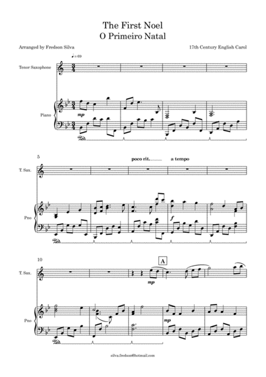 The First Noel (O Primeiro Natal) - Piano and Tenor Saxophone Woodwind Duet - Digital Sheet Music
