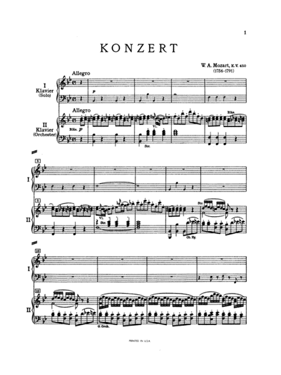 Piano Concerto No. 15 in B-flat, K. 450