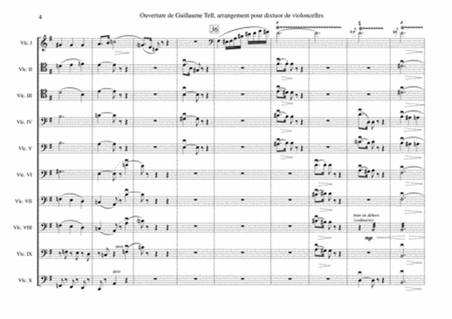 Cello introduction of Guillaume Tell arranged for 10 cellos --- FULL SCORE AND PARTS --- JCM2014 image number null