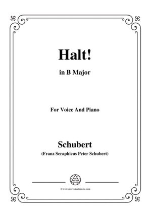 Schubert-Halt!,in B Major,Op.25 No.3,for Voice and Piano