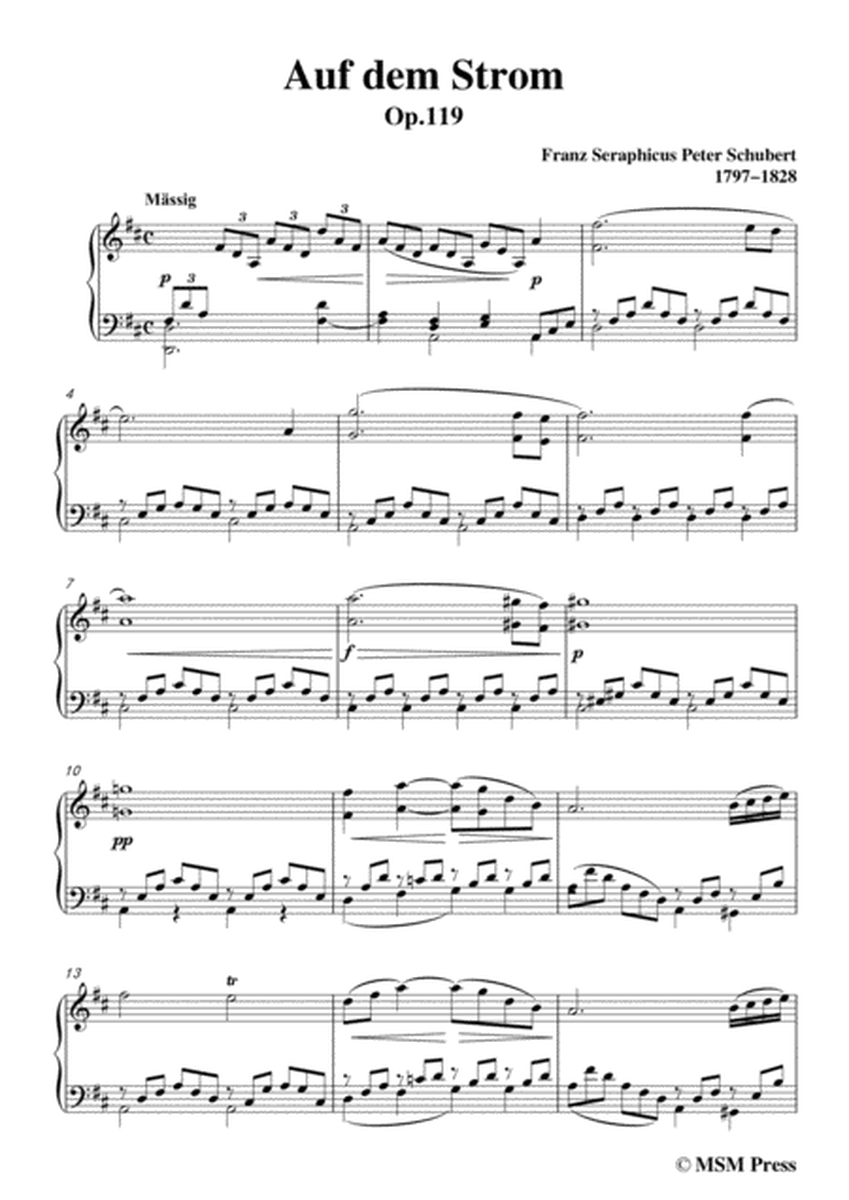 Schubert-Auf dem Strom,Op.119,in D Major,for Voice&Piano image number null