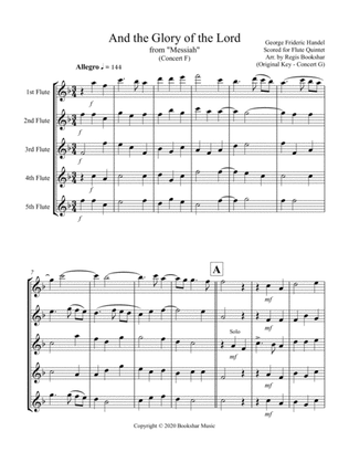 And the Glory of the Lord (from "Messiah") (F) (Flute Quintet)