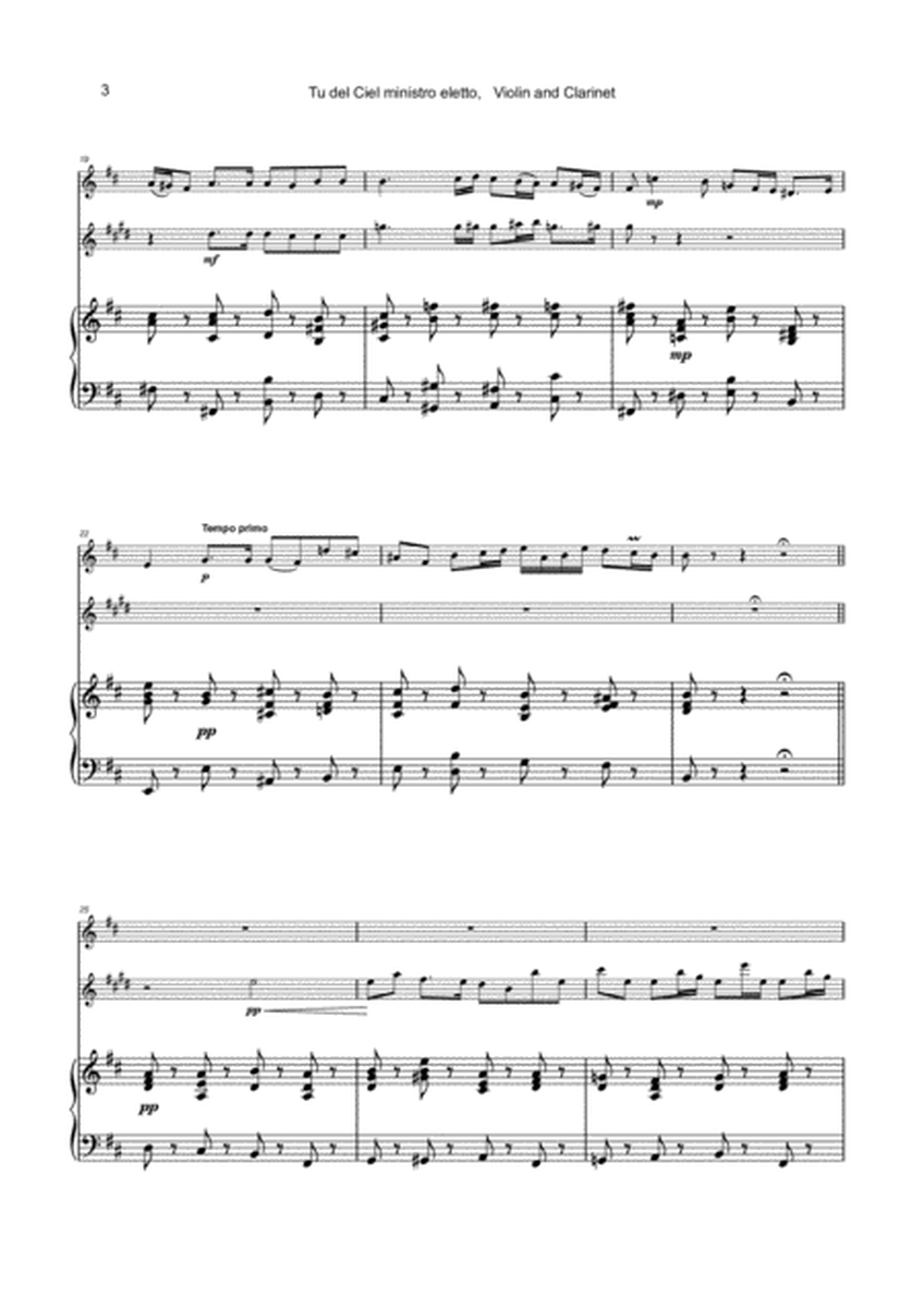 Tu del ciel ministro eletto, Aria by G F Handel, for Violin, Clarinet and Piano