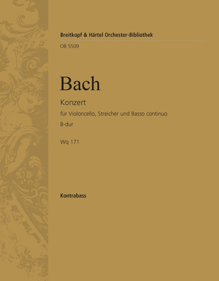 Book cover for Violoncello Concerto in B flat major Wq 171