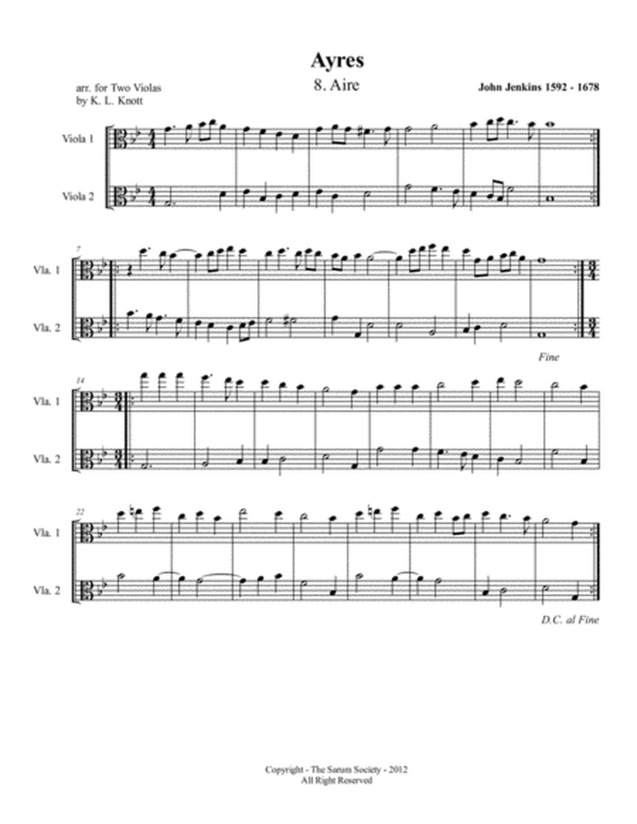 AYRES for 2 Violas No. 8 - John Jenkins (arr. K. L. Knott)