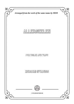 Book cover for Richard Strauss-Allerseelen, for Violin and Piano