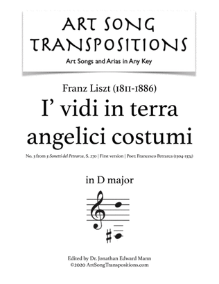 Book cover for LISZT: I' vidi in terra, S. 270 (first version, transposed to D major)