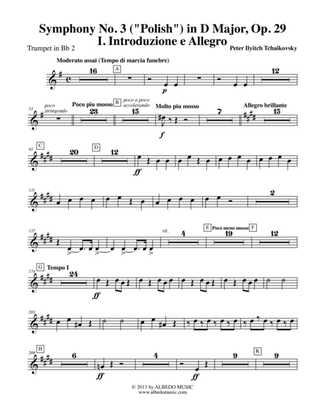 Book cover for Tchaikovsky Symphony No. 3, Movement I - Trumpet in Bb 2 (Transposed Part), Op. 29