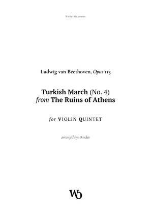 Book cover for Turkish March by Beethoven for Violin Quintet