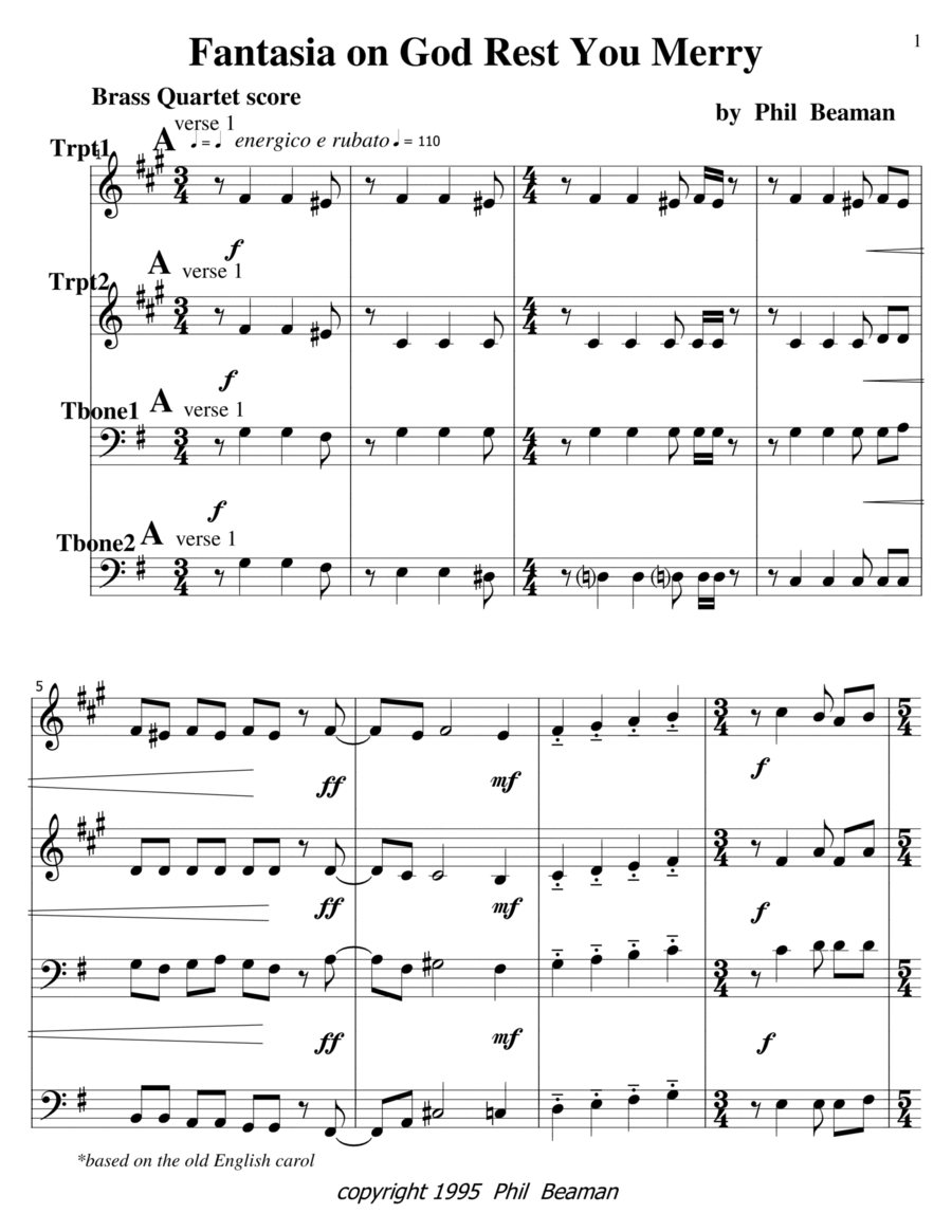 Fantasia on God Rest You Merry - Brass Quartet 2 image number null