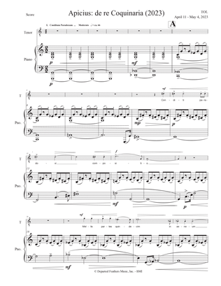 Apicius de re Coquinaria (2023) piano-vocal score