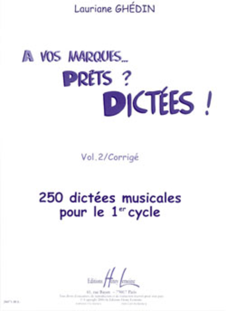 A vos marques.. Prets ? Dictees ! - Volume 2 Corriges