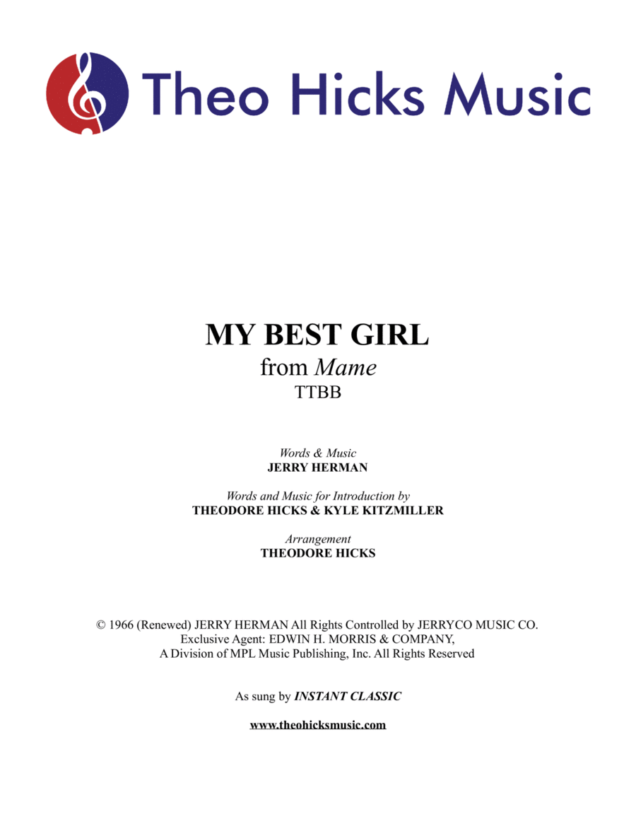 My Best Girl (my Best Beau) by Jerry Herman TTBB - Digital Sheet Music