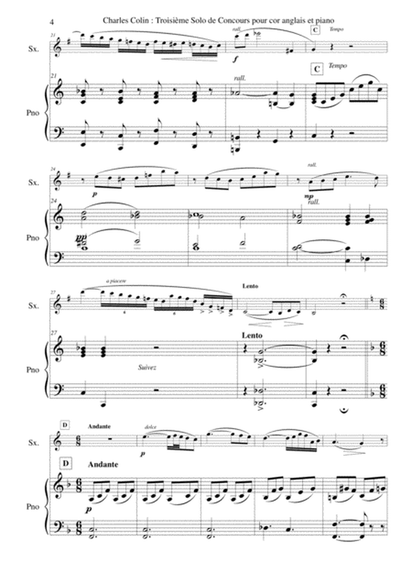 Charles Colin: Solo de Concours no 3, Opus 40 arranged for english horn in F and piano