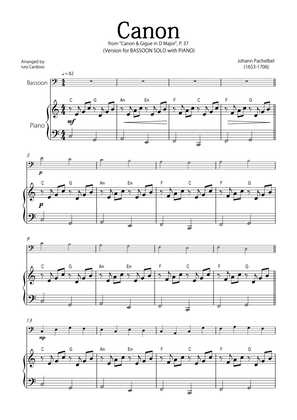 "Canon" by Pachelbel - Version for BASSOON SOLO with PIANO