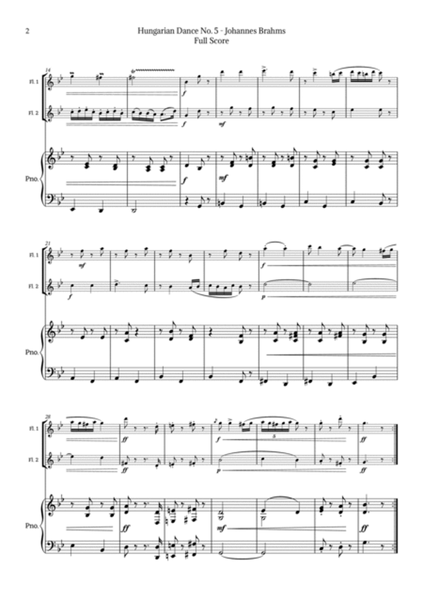 Hungarian Dance No. 5 by Brahms for Flute Duet and Piano image number null