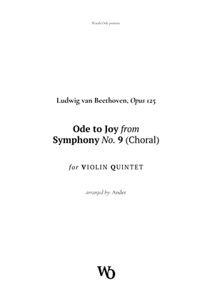 Book cover for Ode to Joy by Beethoven for Violin Quintet