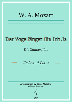 Der Vogelfänger Bin Ich Ja - Viola and Piano (Full Score and Parts)