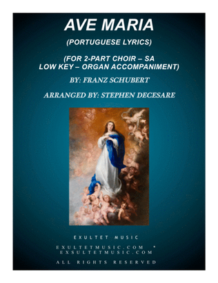 Book cover for Ave Maria (Portuguese Lyrics - for 2-part choir (SA) - Low Key - Organ Accompaniment)
